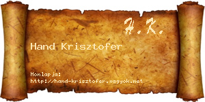 Hand Krisztofer névjegykártya